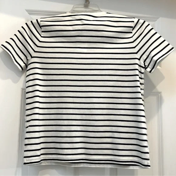 J. CREW NWT sequin Striped tee size S ivory with navy stripe, clear sequins - Picture 3 of 5